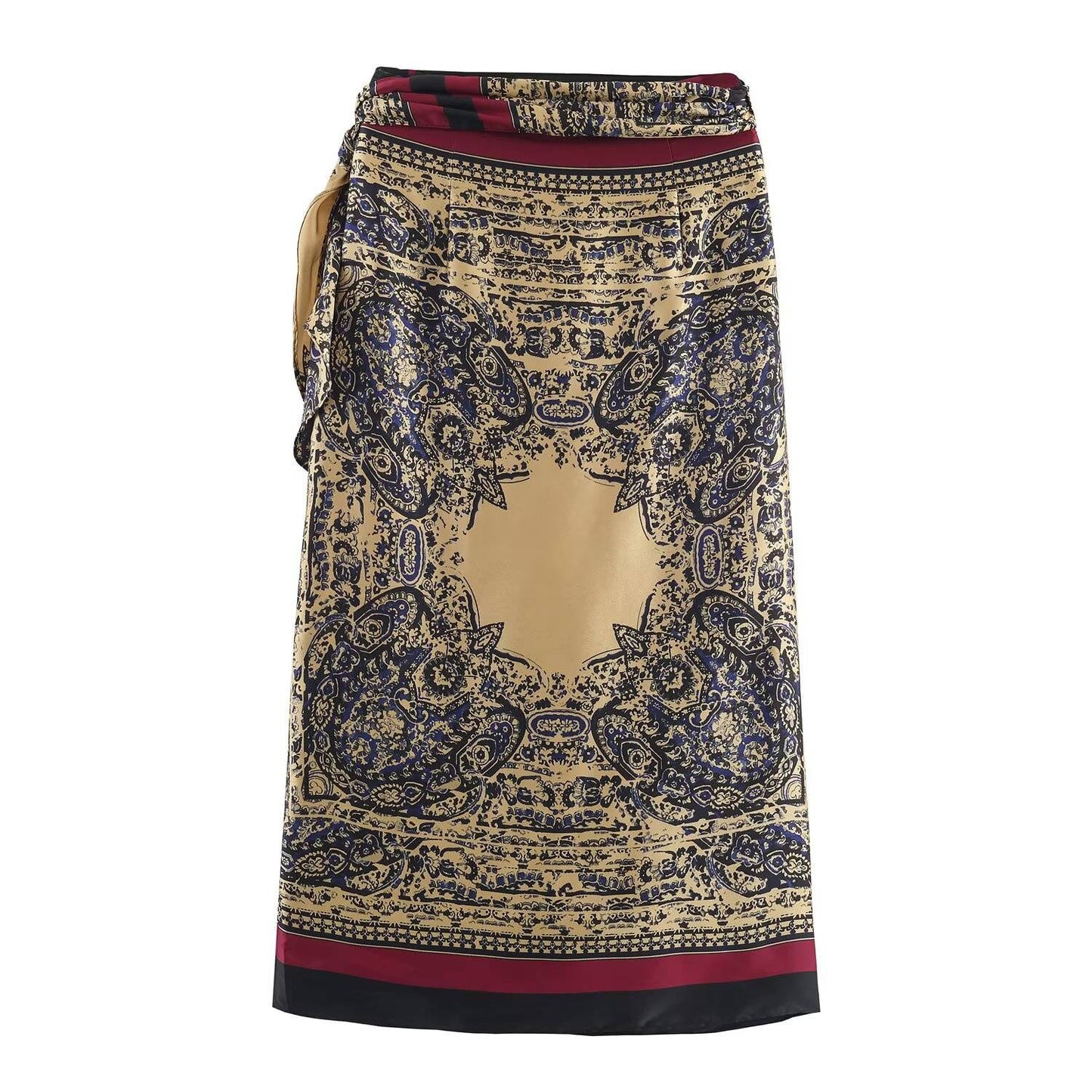 2025 autumn new women's clothing casual fashion versatile elegant temperament vacation style paisley wrapped skirt