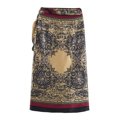 2025 autumn new women's clothing casual fashion versatile elegant temperament vacation style paisley wrapped skirt