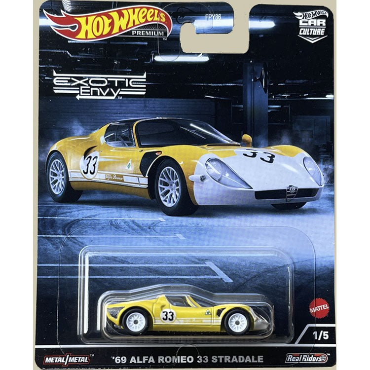 Genuine Hot Wheels Premium Car Culture Exotic Envy Set 2022 Alfa Romeo Mclaren Lamborghini 1/64 Model Scale Die-Cast Cars Toys