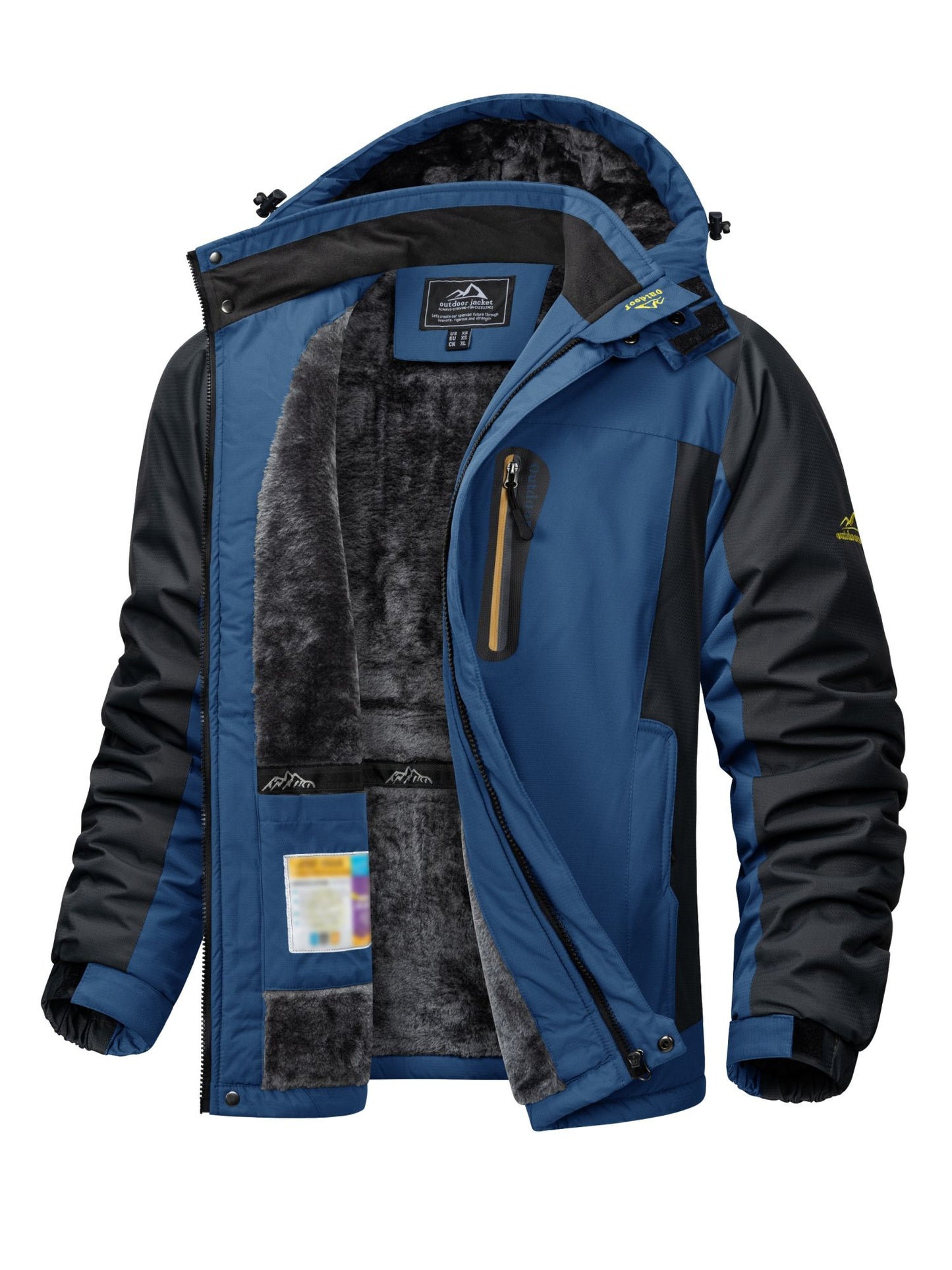 Jaqueta Masculina Impermeável TACVASEN de Inverno Pesada Forrada com Lã, Jaquetas de Esqui e Snowboard, Casacos Corta-Vento com Capuz Removível