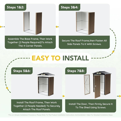 Durable Steel Outdoor Storage Shed, 5x3FT, Secure Locking, Ideal for Garden, Patio, and Utility Needs