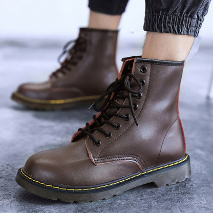 Botas Masculinas de Couro Legítimo Clássicas de Seis Furos, Estilo Britânico da Moda, Botas Curtas de Cano Baixo para Montaria, Botas para Externa, Tamanhos 35-48, Botas Femininas