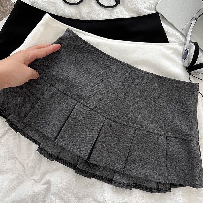 Low Waist Mini Skirt Y2K Black Low Rise Pleated Skort with Bulit-in Shorts Micro Miniskirt Women Teenage Girls Sweet Outfit