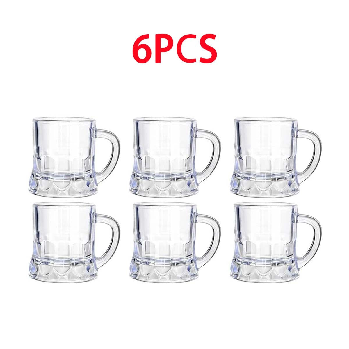 1/6Pcs Mini Clear Beer Stein, 2oz Beer Mugs, Shot Glasses for Drinking Beer Festival Birthday Party Supplies, Wedding Wine Glass