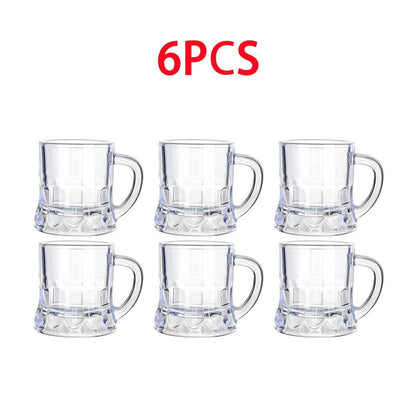1/6Pcs Mini Clear Beer Stein, 2oz Beer Mugs, Shot Glasses for Drinking Beer Festival Birthday Party Supplies, Wedding Wine Glass