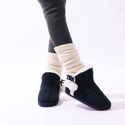 Litfun Winter Warm Plush Boots For Women Outdoor Soft Sole Non-slip Knit Furry Snow Boots Indoor Cozy Fur House Cotton Slippers