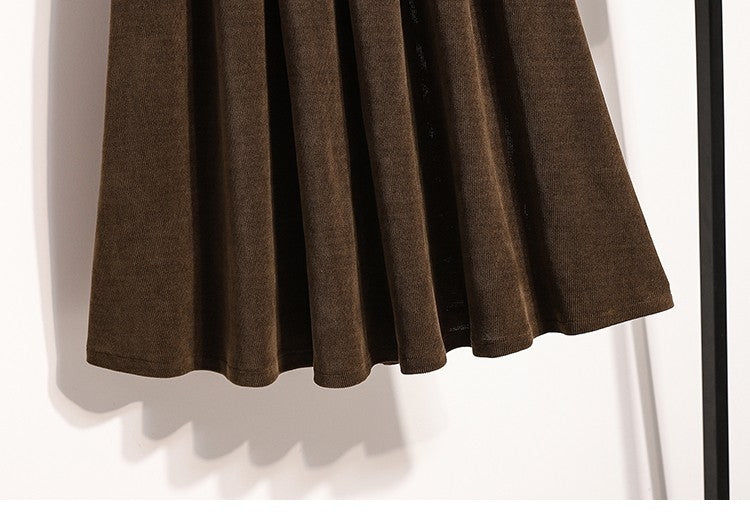 2025 Plus Size Pleated Skirts Solid Versatile Medium Length Skirt A-Line Maxi Gown Cover Autumn Winter New Half-length Skirt