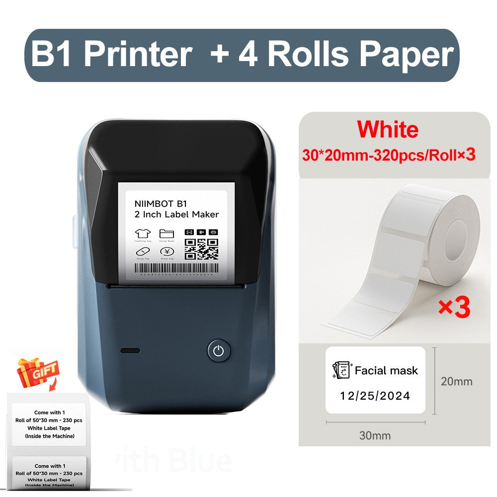 Portable Niimbot B1 Wireless Label Maker Adhesive Sticker Printer Labeling Machine DIY 20-50mm Labels for Office Home