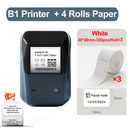 Portable Niimbot B1 Wireless Label Maker Adhesive Sticker Printer Labeling Machine DIY 20-50mm Labels for Office Home