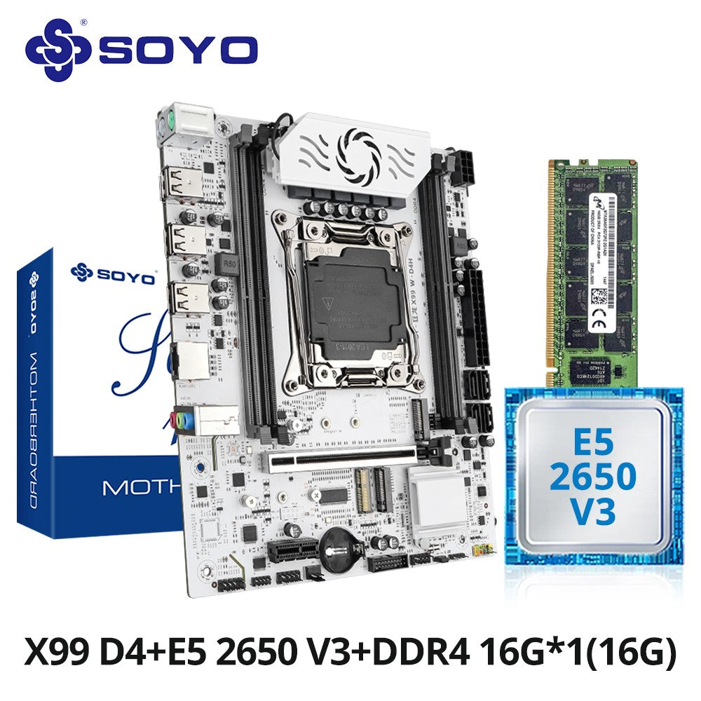 Kit de placa-mãe SOYO X99 Gaming com CPU Xeon E5 2650 V3 e memória DDR4 16G*1 2133MHz NVME PCIE3.0 SATA para computador de mesa