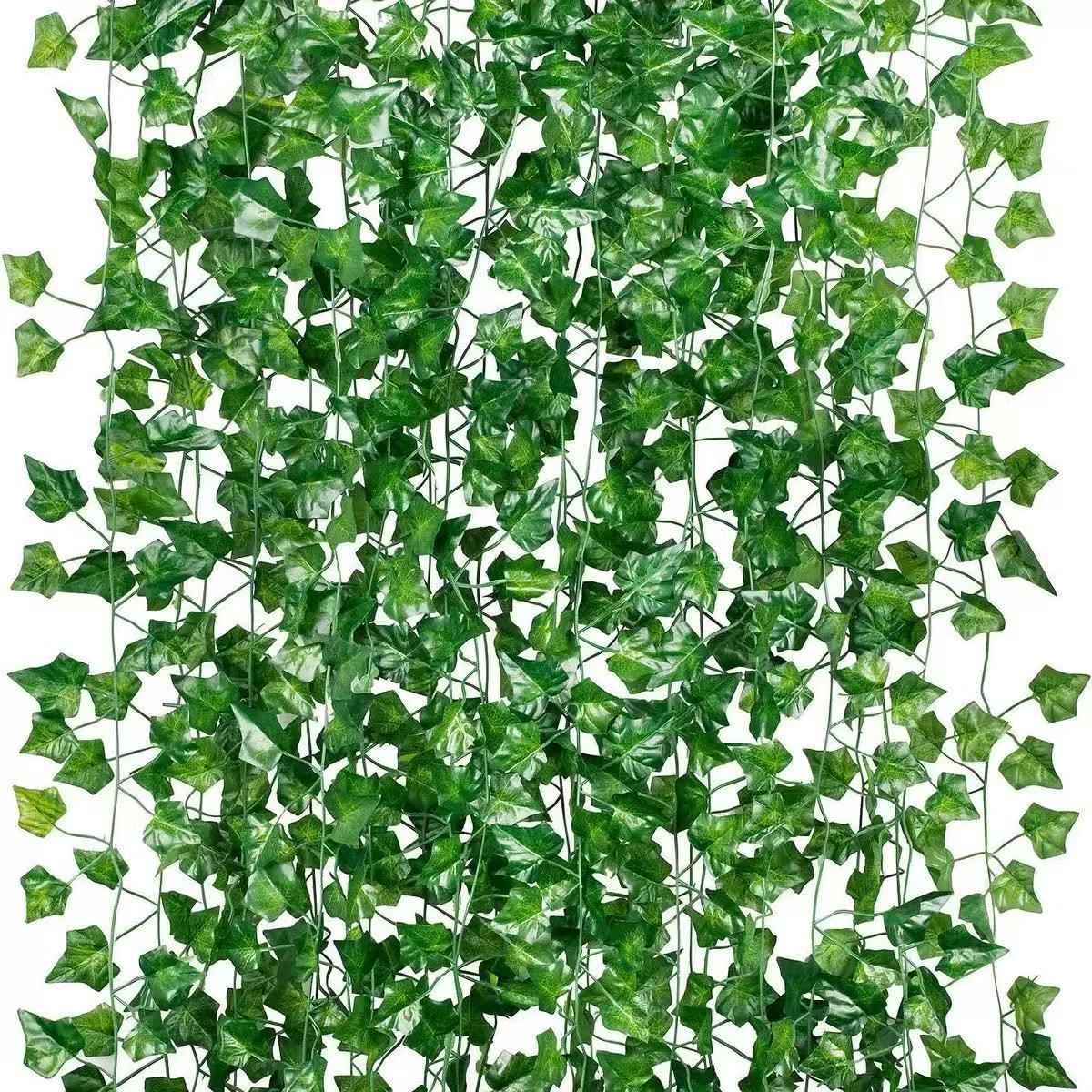 2.1M Green Ivy Leaf Hanging Vine Artificial Garland Silk Wall Plant Home Garden Decoration Wedding Party DIY Fake Wreath Leaves