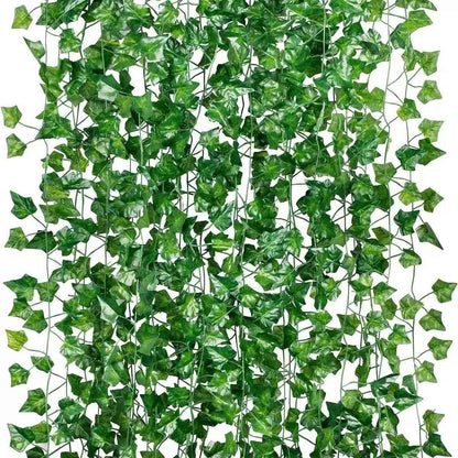 2.1M Green Ivy Leaf Hanging Vine Artificial Garland Silk Wall Plant Home Garden Decoration Wedding Party DIY Fake Wreath Leaves