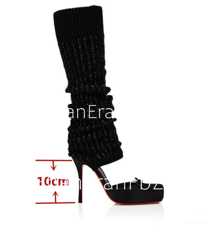 2025 Spring/Summer New Ballet High Heels Fashion Stretch Stockings Hot Diamond Women's 34-46 Large High Heels Sandals