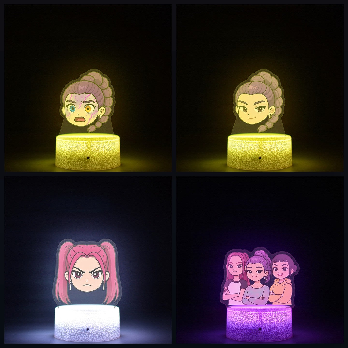 KPop K-POP Demon Hunters Kawaii Zoe Mira Rumi Saja Boys Superstar Monochrome Light Remote Control 16 Color Light Night Light