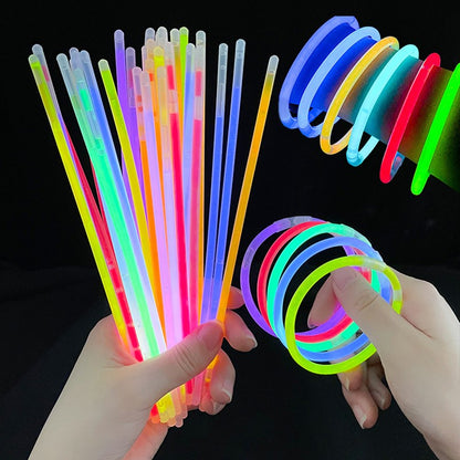 50/100Pcs Fluorescence Sticks Party Multicolor Glowing Stick Bright Colorful Light Bright Bendable Glow Bracelet Party Supplies
