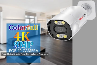 4K 8MP H.265 IP Camera POE Security Surveillance Camera Metal ONVIF Two Way Audio Double Light Color Night Waterproof CCTV Video