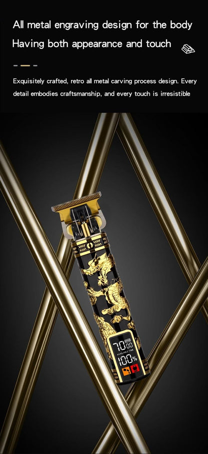 Electric Hair Clipper Professional Men's Hair Clipper LCD Display T-Blade Trimmer Zero Gap Cordless Rechargeable Men's Trimmer G