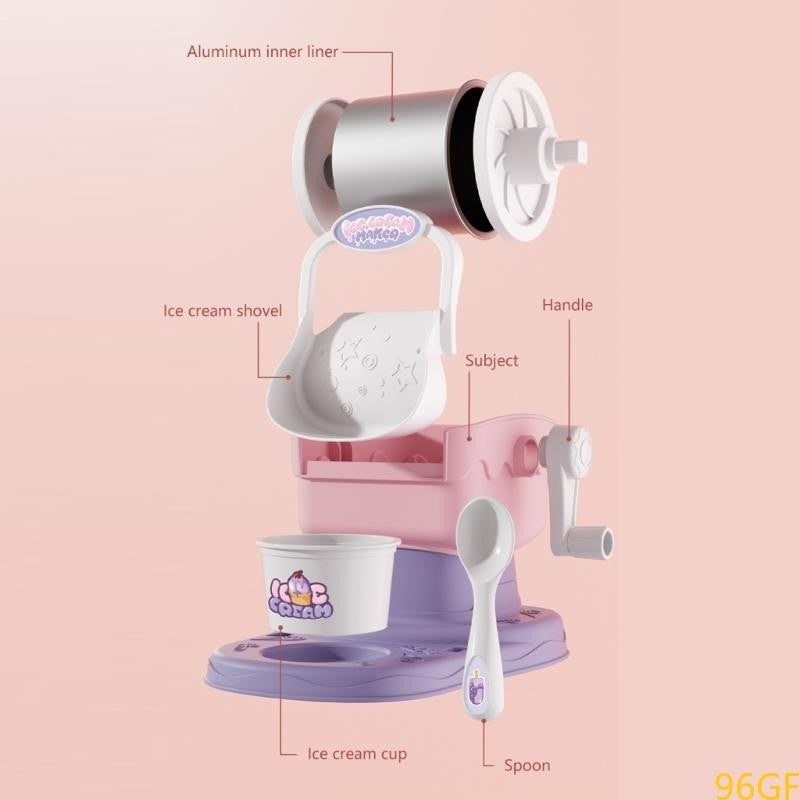 96GF Máquina de Sorvete Manual para Sobremesas Congeladas Caseiras Brinquedo Criativo de Cozinha Educacional para Crianças
