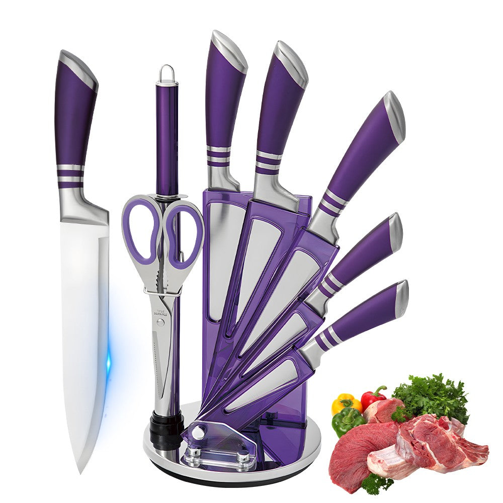 ZENG Conjunto de Facas de Cozinha 9 peças Aço Inoxidável Afiadas Facas de Chef Antiaderentes com Afiador para Cortar Fatiar Picar