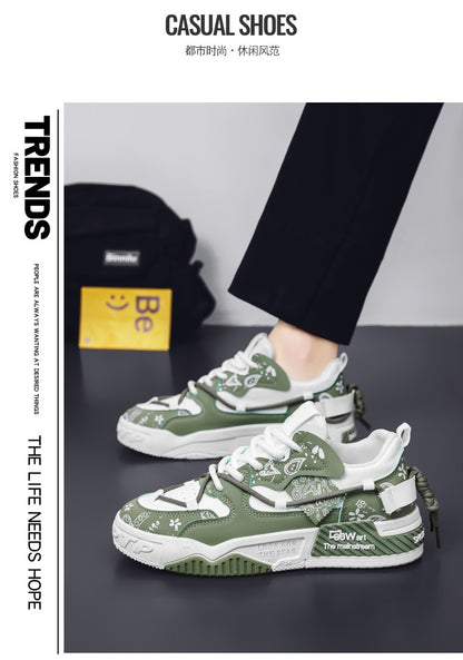 Men's thick soled casual shoes four season soft soled outdoor walking shoes student flat shoes youth fashion sports board shoes