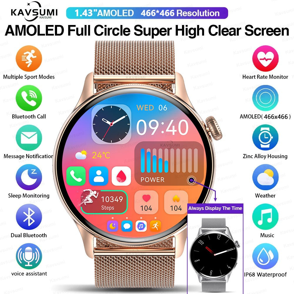 Smartwatch Feminino 2025 NFC Amoled HD GPS Monitor Cardíaco Bluetooth Ligações à Prova D'Água Para Mulheres Presente