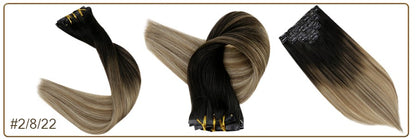 Full Shine PU Clip Hair Extensions Cabelo Humano Remy 100g Extensões Invisíveis Sem Costura de Cabelo Humano Clip-In Cor Balayage Loiro