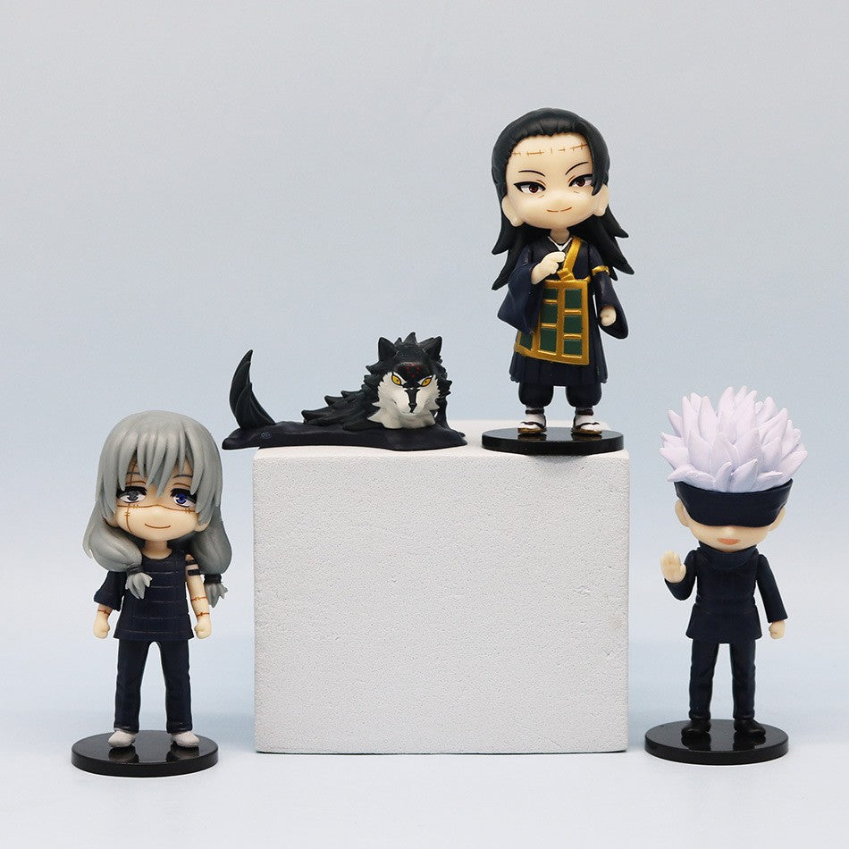 7 Peças/Pacote Q Posket Jujutsu Kaisen 9cm Boneco Satoru Gojo Itadori Yuji Geto Suguru Nobara Megumi Coleção Personagens Enfeites