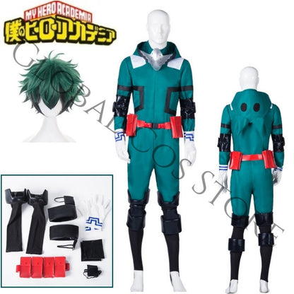 Anime Charecter Midoriya Izuku Green Suit Cosplay Costume Wig Hat Wig Full Set My Hero Academia Halloween Carnival Suit