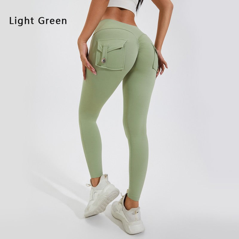 DIAS FIT JOY Nylon Yoga pants buttocks pocket tight pants women's sports fitness pants hip lifting Breathable No T Line