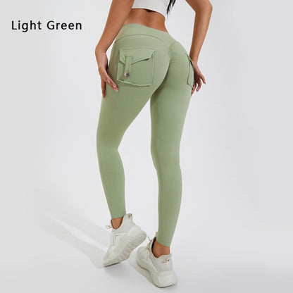 DIAS FIT JOY Nylon Yoga pants buttocks pocket tight pants women's sports fitness pants hip lifting Breathable No T Line