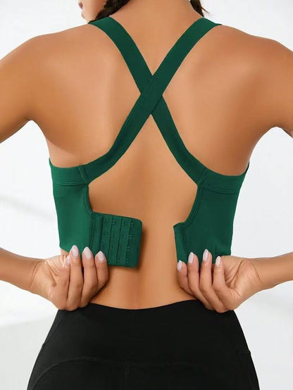 Sports and beautiful back bra set, cross-back sports bra, no chest pad, adjustable size, and can be worn inside normally.