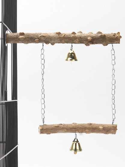 Poleiro de Madeira de Pimenta Camada Dupla para Papagaio Brinquedo para Pássaros, Poleiro Moedor de Garras e Bico para Periquito, Acessórios para Gaiola de Pássaros
