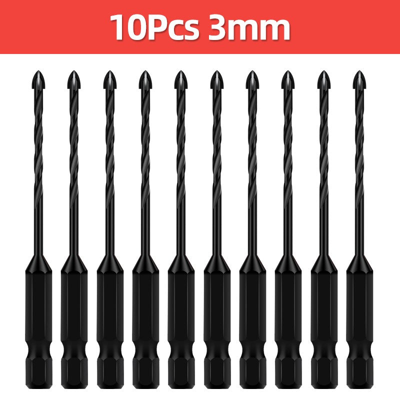 Conjunto de brocas TOOLEYE Cross Hex para concreto, porcelanato, vidro, metal, kit de brocas multifuncionais para ferramentas elétricas, brocas de perfuração