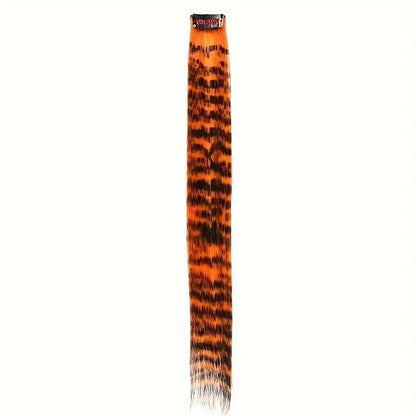 Synthetic Feather Hair Extension Colorful Fake Hair Clip In One Piece Hairpiece For Women Cosplay Party Y2K Style