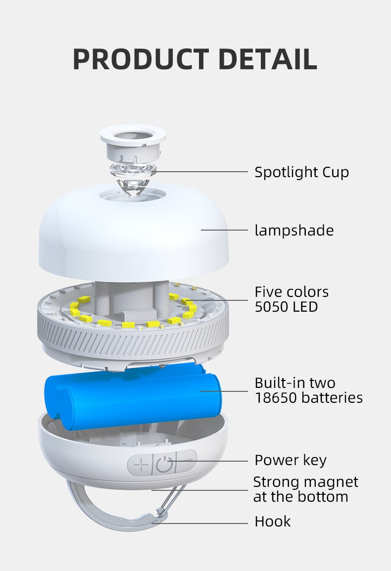 Lanterna de acampamento LED externa LV10 230 horas Recarregável com ímã Acessório de iluminação Luz de emergência portátil
