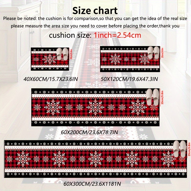 VIKAMA Festive Christmas Snowflake Runner Rug Home Decoration Kitchen Rugs, Entryway Hallway Bedroom Carpet Welcom Floor Mat