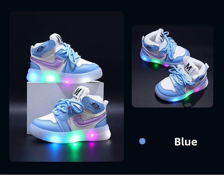 Children Shoe Spring and Autumn Boys Girls Lighted Sneakers Glowing Shoe Soft Soled Breathable Casual Infant Toddler Shoes