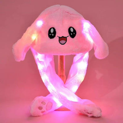 LED Plush Rabbit Hats Glowing Bunny Ears Hat With Moving Ears Cute Spring Cap Adult Children Funny Gift Cosplay Costume