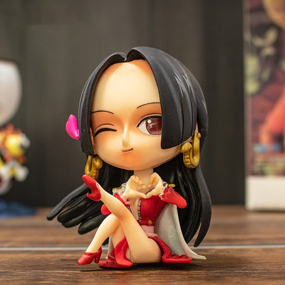 Bonecos Colecionáveis Fofos One Piece Versão Q Luffy Zoro Chopper Ace Boa Hancock Anime Blind Box Decoração de Mesa Carro Brinquedo Presente Infantil