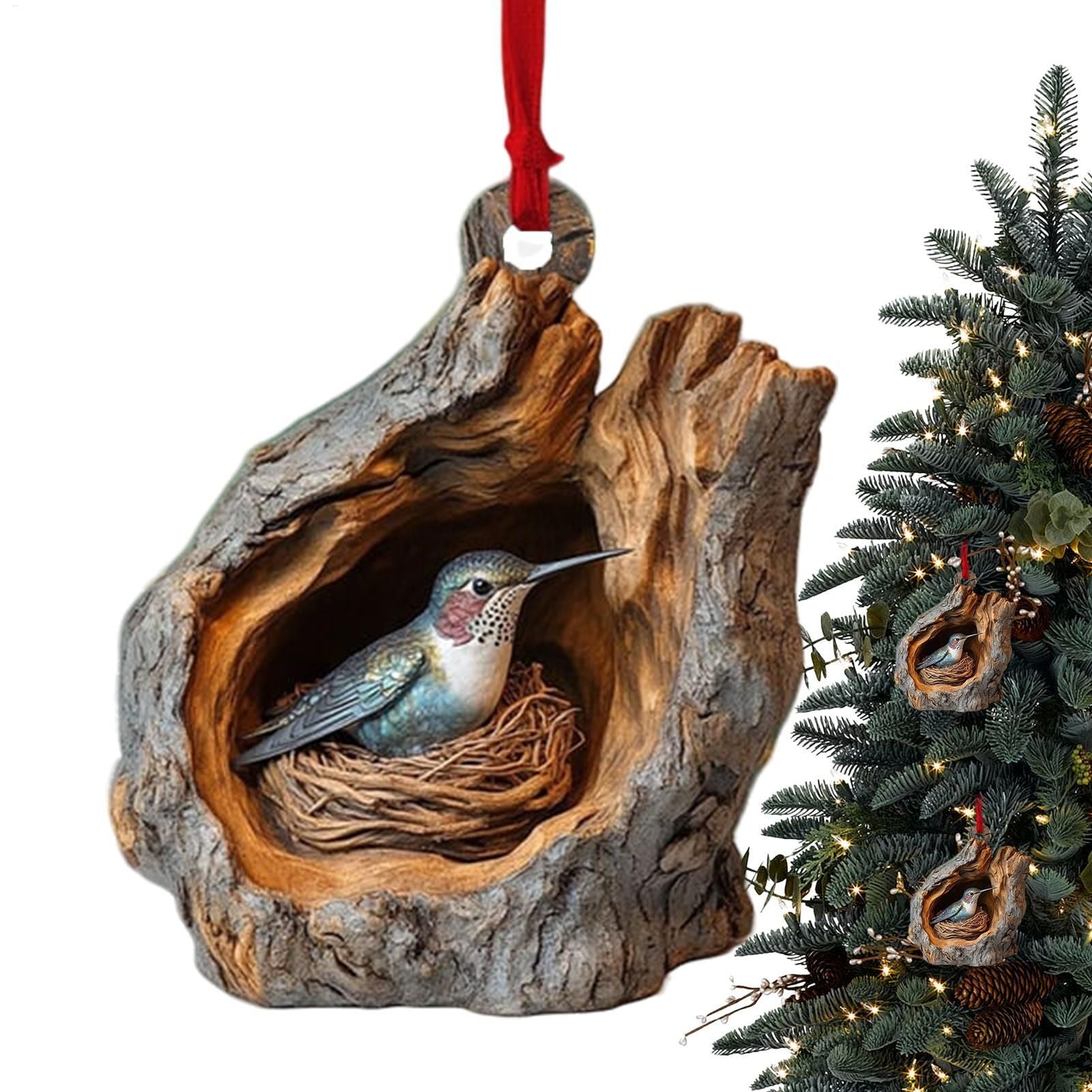 New Animal Christmas Ornaments 2D Flat Acrylic Bird Pendant Owl Squirrel Bunny  Pendant Christmas Tree Decoration Xmas Hanging