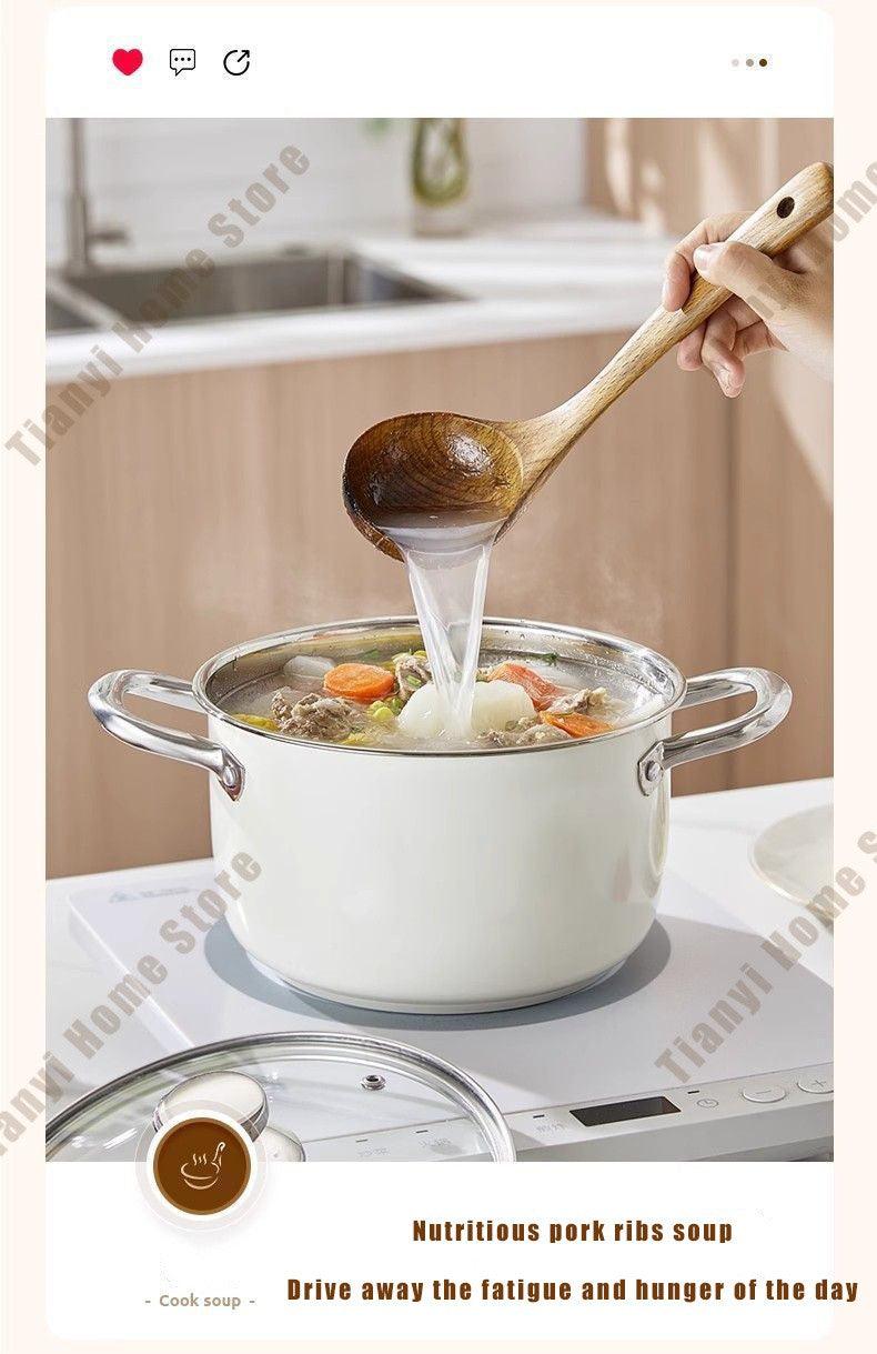 304 Stainless Steel Soup Pot Non-stick Frying Pan with lid Home Hot Pot Induction Cooker Gas Stove wok Food Supplement Milk Pot