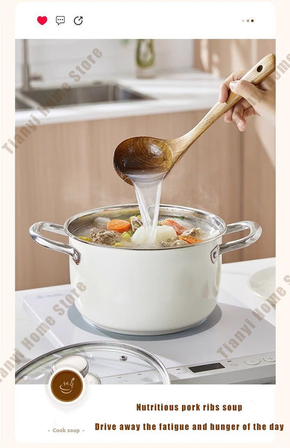 304 Stainless Steel Soup Pot Non-stick Frying Pan with lid Home Hot Pot Induction Cooker Gas Stove wok Food Supplement Milk Pot