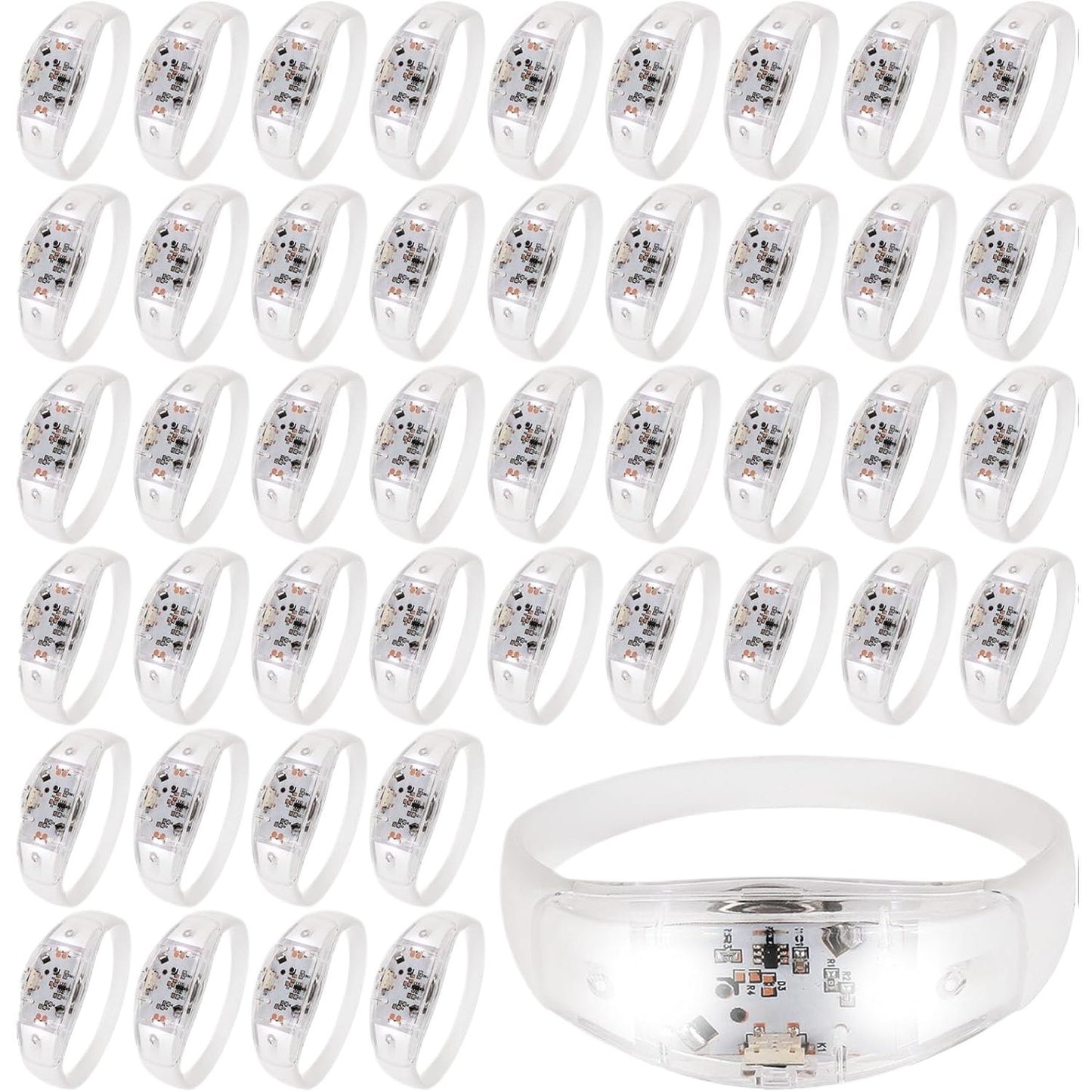 150 Pcs LED Glow Bracelets Sound Activated Light Up Bracelets For Adults Glow In The Dark Party Supplies