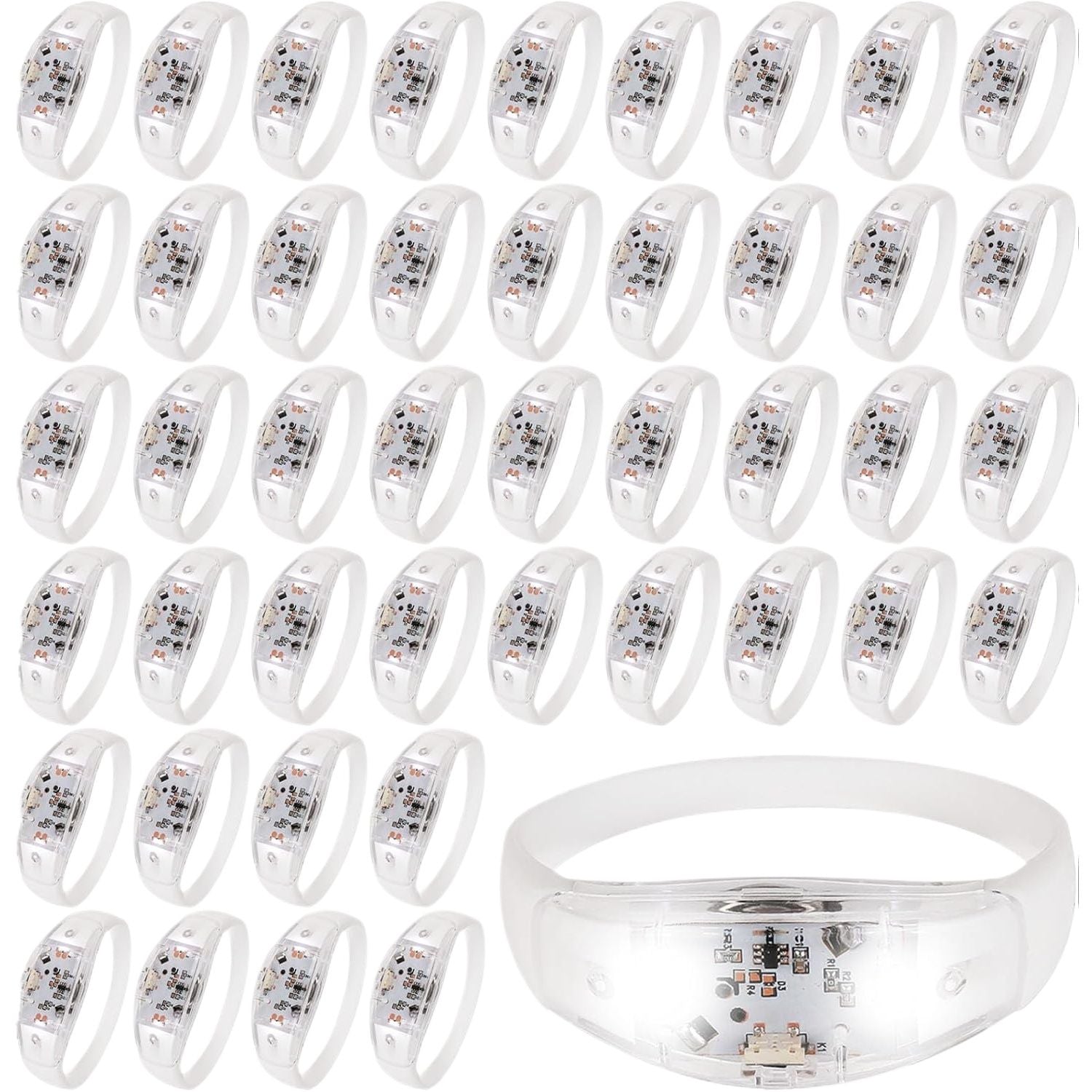 150 Pcs LED Glow Bracelets Sound Activated Light Up Bracelets For Adults Glow In The Dark Party Supplies