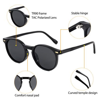 HBK Óculos De Sol Masculino Polarizado Redondo Armação TR90 Fashion Óculos De Sol Feminino Dirigir Esportes UV400 Lunette De Soleil Homme