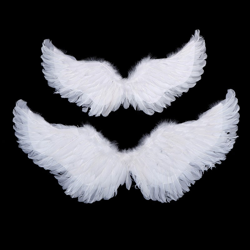 Asas Brancas de Anjo de Pena para Crianças e Adultos, Varinhas Mágicas, Acessório de Cabelo (Halo) para Cosplay, Alças Elásticas, Adereços de Casamento, Halloween e Aniversário