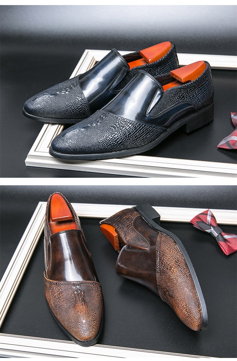 Luxury Crocodile Pattern Men Business Loafers Big Size Fashion Leather Comfortable Designer Wedding Social Formal Platform Shoes