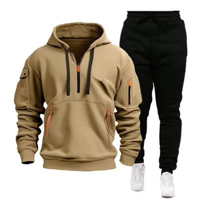 2025 Autumn and Winter Sports Sweater Set Men's Zipper Hoodie Set Sweater Pants Two-piece Set