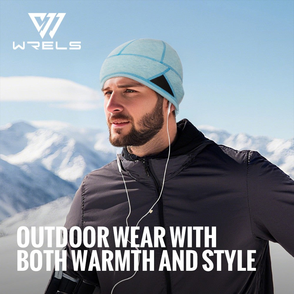 WRELS Warm Beanie Knitted Skull Cap Fashion Winter Hat Thermal Fleece Lined Sports Hat Windproof Sweat Absorbing Sports Hat