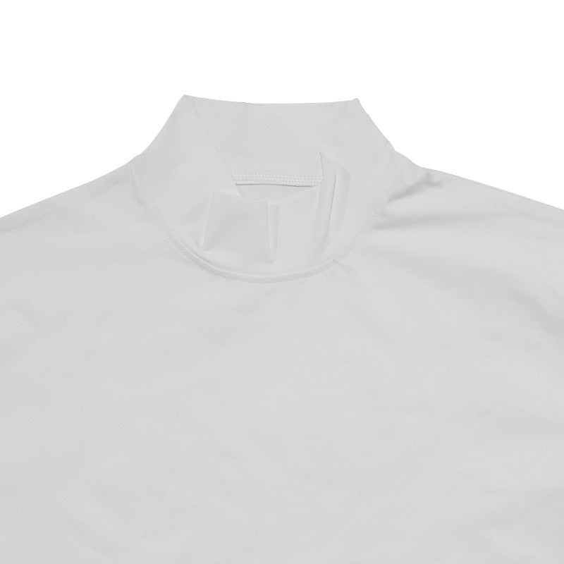 Cross-border Amazon 2024 summer solid color short-sleeved fashion bottoming shirt men's tight turtleneck T-shirt